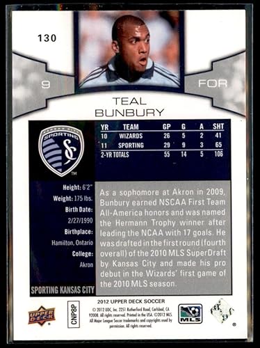 Miniatura 2 de Carta Bunbury Verde Azulado #130 2012 Cubierta Superior Kansas City Sporting