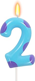 Number 2 Monster Theme Birthday Candles, 2 Candle Birthday Boy Girl Monster Cake Topper for Boys Girls Cartoon Theme Party Decorations