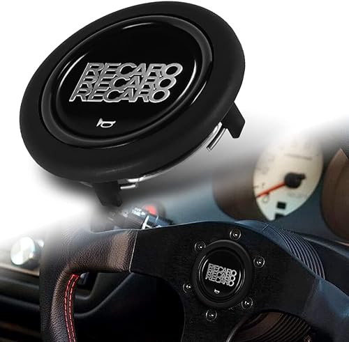 Miniatura 5 de Q1-TECH, botón de bocina redonda para volantes de 6 pernos de repuesto con apertura de dos pulgadas para botón de bocina (RECARO-WBK)
