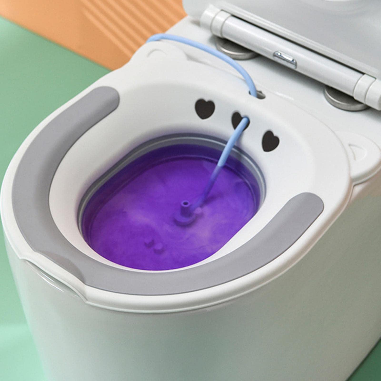 Baño Sitz para asiento de inodoro | Kit de inodoro de baño plegable Sitz para aliviar las hemorroides, baño de asiento curativo calmante con enjuague, para mujeres embarazadas