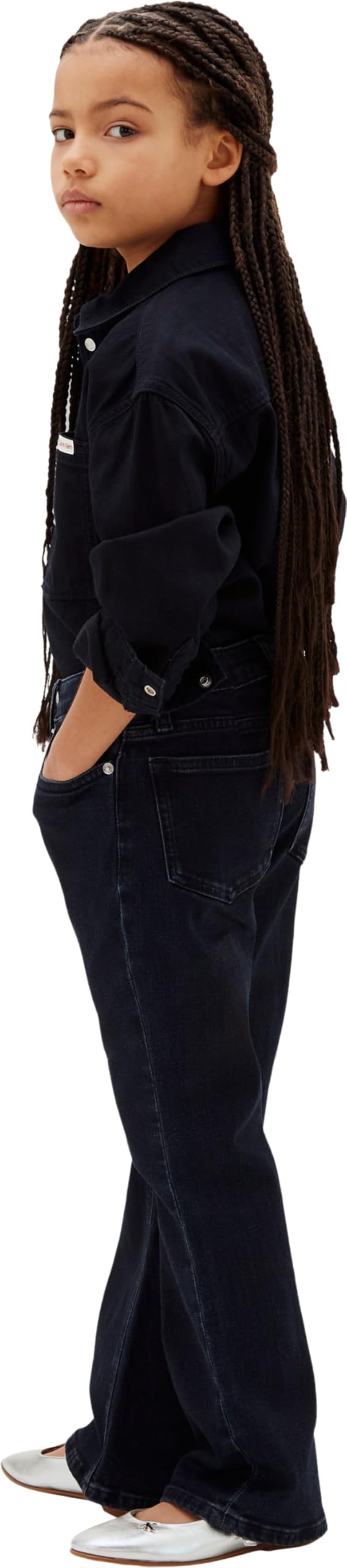 Calvin Klein Mr Flare Ess Blue Black Str Dnm Lvcksjc03g - Inne dżinsy Dziewczynki