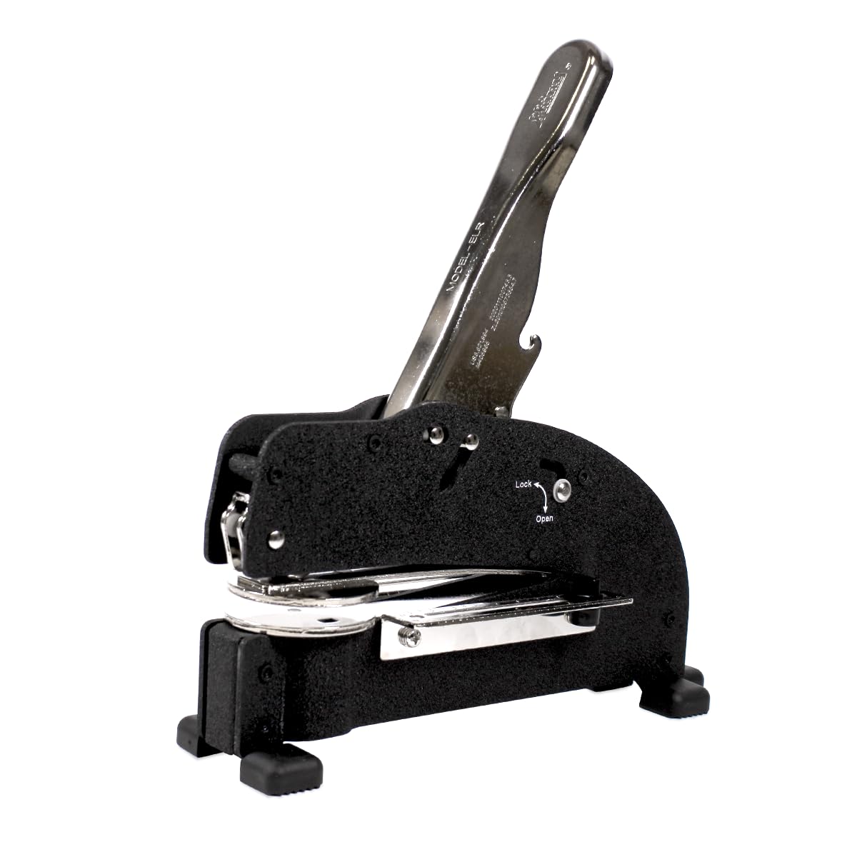 Grande timbro in rilievo, diametro 50 mm, con motivo personalizzabile, pinza per cartoncini ed etichette con apertura di 13 cm, per creare con i propri loghi