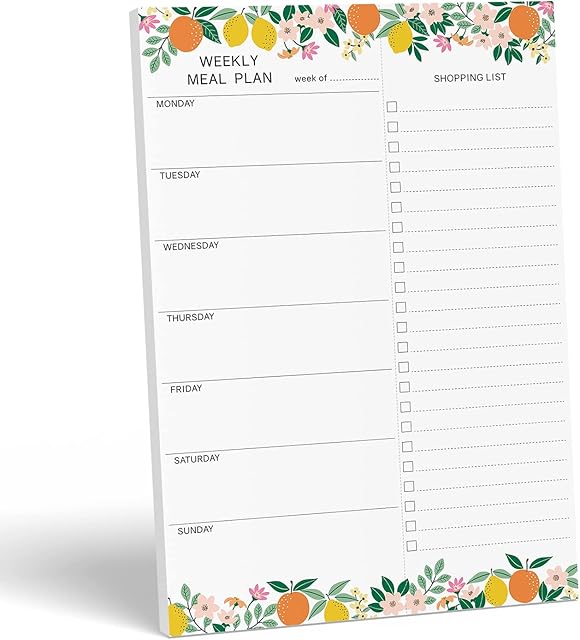 Sweetzer & Orange Fruity Weekly Meal Planner and Grocery List Magnetic Notepad. 7x10 Meal Planning Pad with Tear Off Shopping List. Plan Weekly Menu Food for Weight Loss or Dinner List for Family!