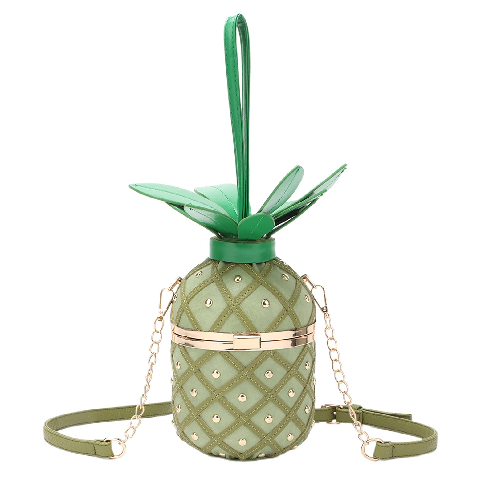 Lanpet Pineapple-Shaped Crossbody Bag for Women PU Leather Rivets Chain Strap Shoulder Bag Tote Handbags