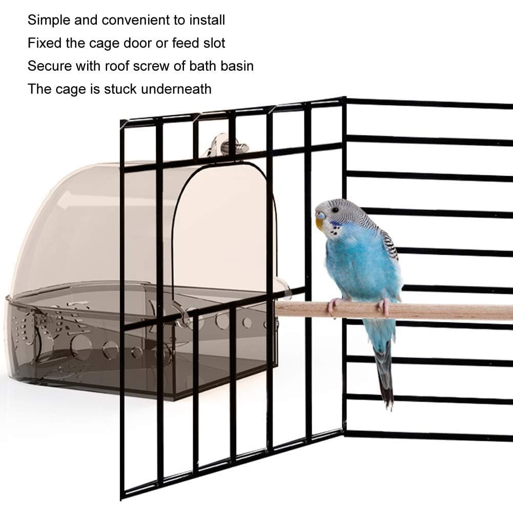 Bañera para pájaros, jaula para pájaros colgante, bañera, caja de ducha de plástico para pájaros, caja de alimentación multifunción para loros grises y negros