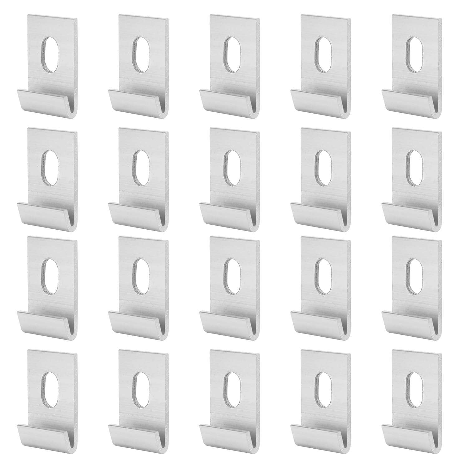 Base Clips Hook Fixings Attaches, 1.3x0.8 Inch Aluminum Greenhouse Fixing Clips for Most Greenhouses (Silver*20Pcs)