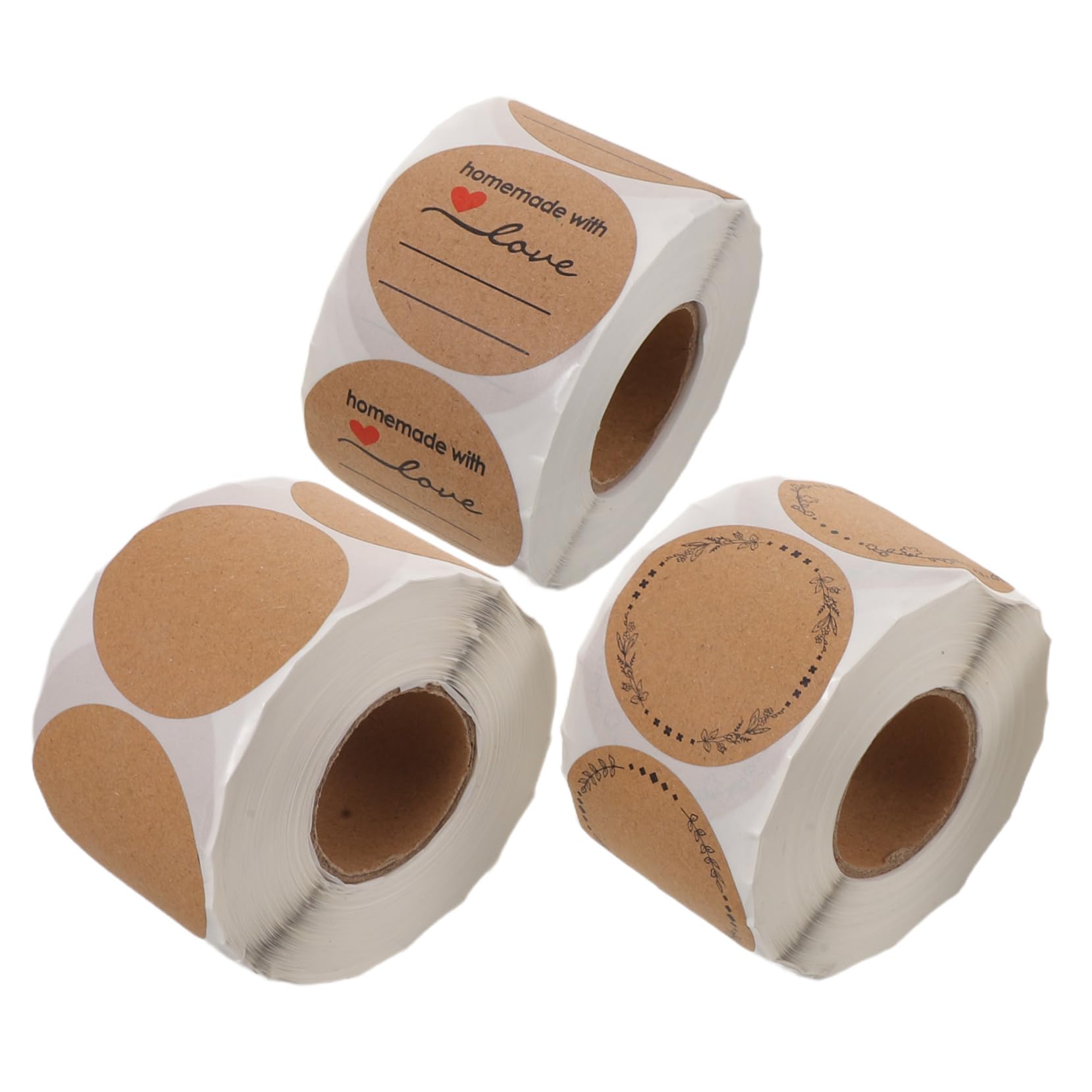 Etichette Circolari Autoadesive 3 Pezzi in Carta Kraft | Superficie Scrivibile, Blank Versatili, Uso per Spedizioni e Favor Wrapping, Colore Khaki