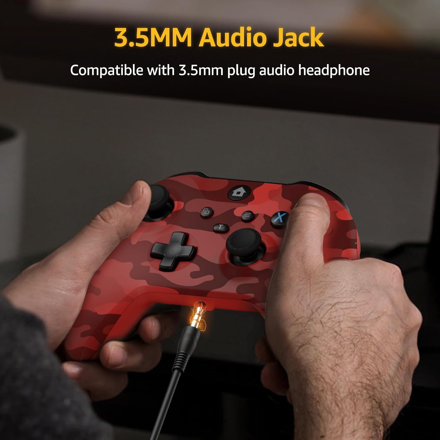 Kamylorus Wireless Controller for X-BOX/PC, Hall Effect Controller Support Turbo, 2.4G Plug and Play Gaming Gamepad with 3.5mm Headphone Jack/Dual Vibration, Compatible with X-BOX One, X-BOX Series S/X, PC, IOS, Android Platforms(Camo Red) 6 61i3fwpPc3L. SL1500