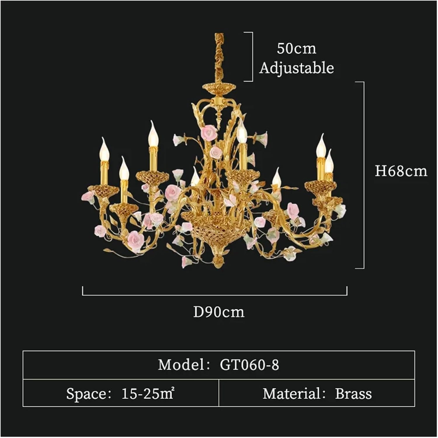 Exquisite Delicate Brass French Style Classical Flowers Decoration Candlestick Chandeliers,Crystal Chandelier