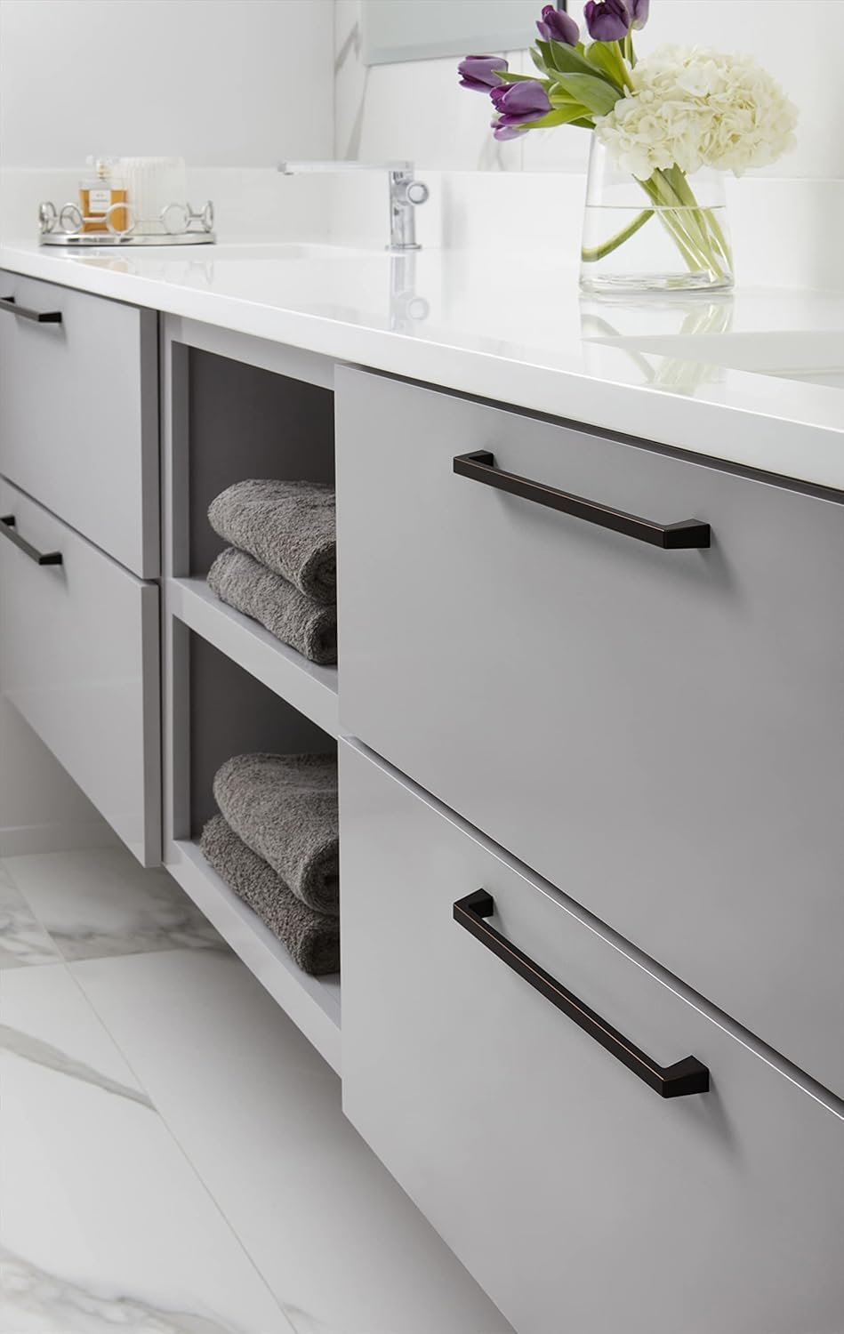 Amerock BP55283ORB | Oil Rubbed Bronze Cabinet Pull | 10-1/16 in (256 mm) Center-to-Center Cabinet Handle | Blackrock | Drawer Pull | Kitchen Cabinet Handle | Furniture Hardware