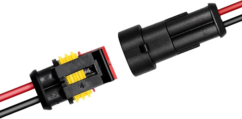 Conector elétrico automotivo MUQIDA de 2 pinos, macho e fêmea, à prova d’água, fio 20 AWG – 1 conjunto