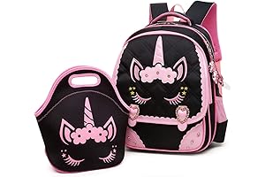 Cute Unicorn Face Diamond Sequins Waterproof Princess School Backpack Set Girls Book Bag