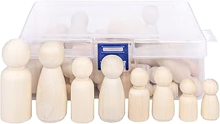 KTHZI Wooden Peg Dolls with a Storage case, 50Pcs Unfinished Wooden People for DIY and Painting, Nature and Plain Wooden Figures for Craft Art Projects and Decoration, Graffiti Toy for Kids