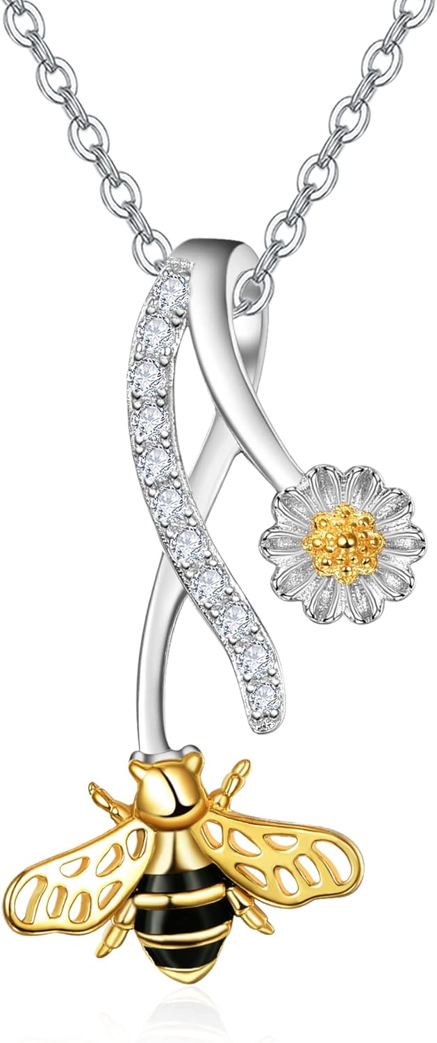 Palpitate Bee/Butterfly Necklace for Women 925 Sterling Silver Insect Jewelry Christmas Gifts for Daughter Grandma Mom