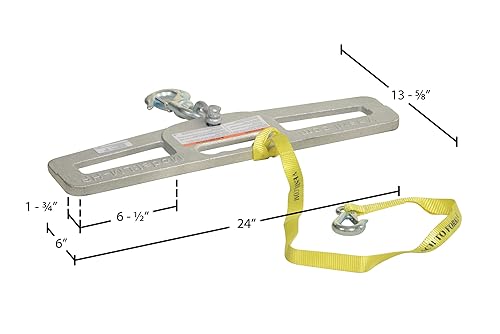 Miniatura 5 de Vestil LM-HP4-S Placa de gancho maestro de elevación giratoria, 24 pulgadas de ancho, 6 pulgadas de altura, capacidad de 4000 libras, plata