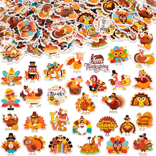 HOWAF 200pcs Thanksgiving Turkey Foam Stickers Thanksgivings Self-Adhesive Stickers for Thanks Giving Party Turkey Day DIY Crafts Sticker Thanksgiving Decorations Fun Turkeys Foam Decals