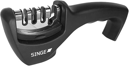 Herramienta de afilado manual 4 en 1 para cuchillos y tijeras afilador de mano de 4 etapas con pasos de cerámica y acero para reparar, afilar, pulir