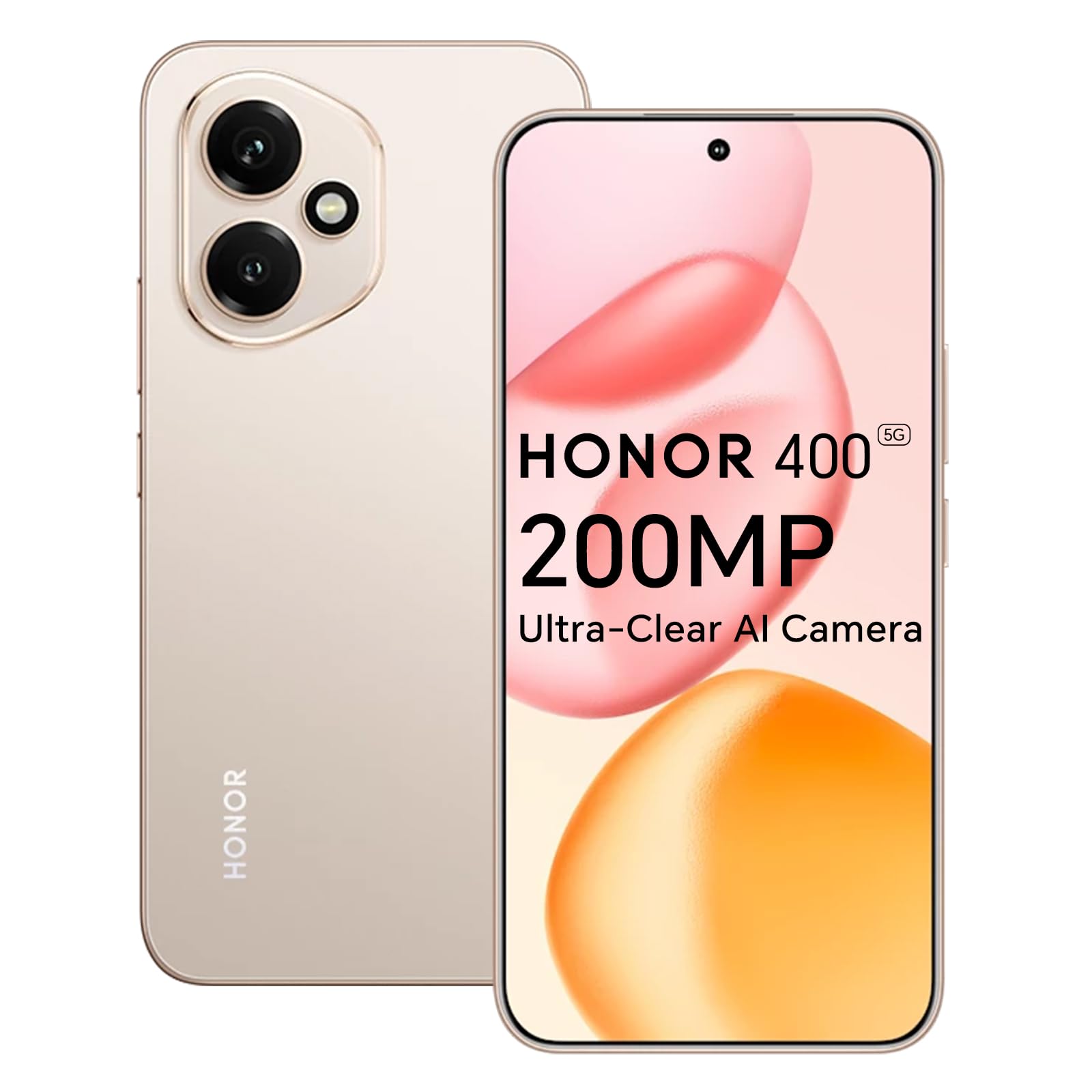HONOR 400 Smartphone 5G 512GB/8GB RAM, 200MP Ultra-Klare AI Kamera, 6,55 Zoll AMOLED Display 120Hz 5000Nits, Snapdragon 7 Gen 3, 5170mAh Akku, IP65, Dual-SIM, NFC, Android 15, Gold