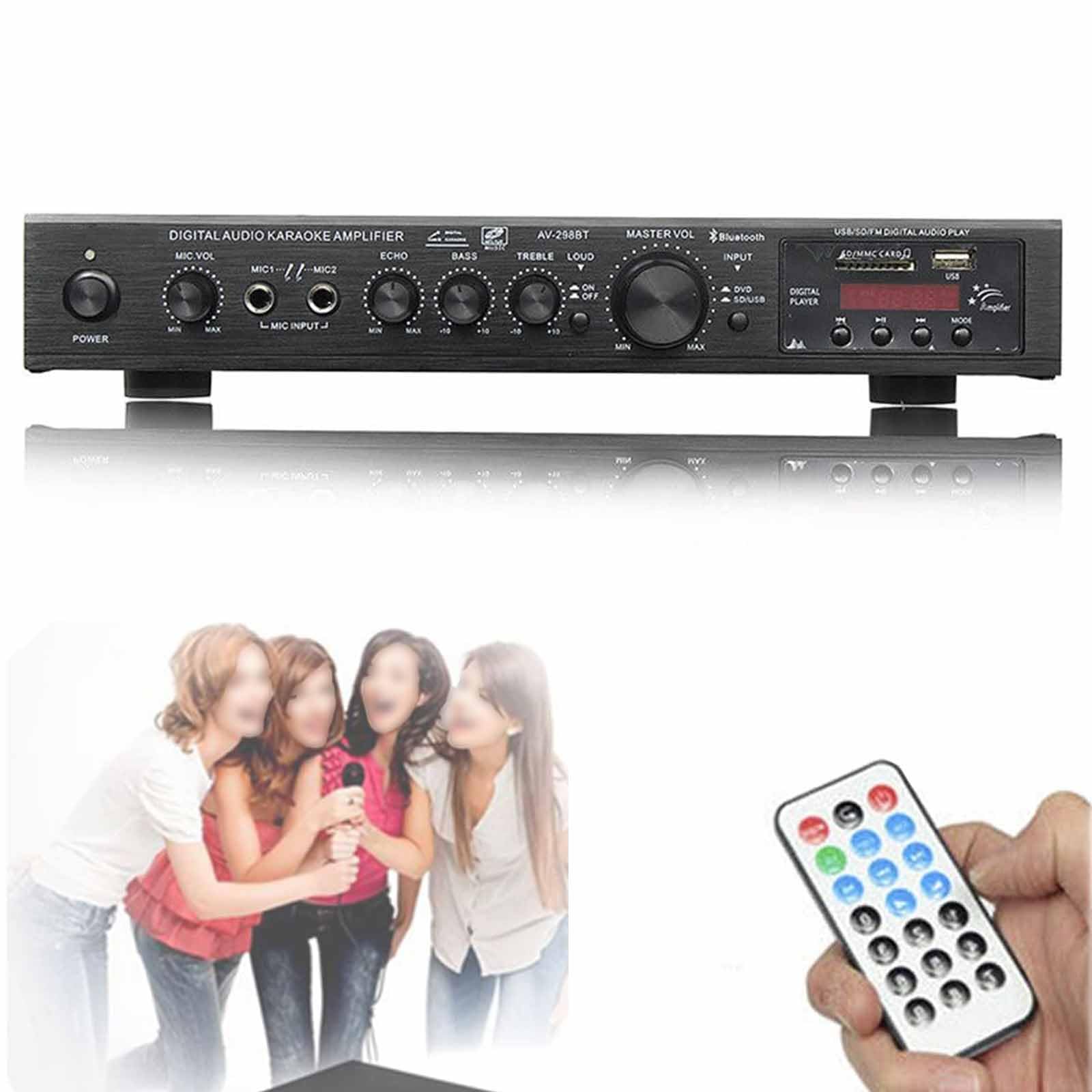 Amplificatore Home Theater A 5 Canali con Antenna, Riproduzione USB, Radio FM, Telecomando, Equalizzatore Audio Surround, Volume Regolabile, Multi-Room E Film (Nero),Black