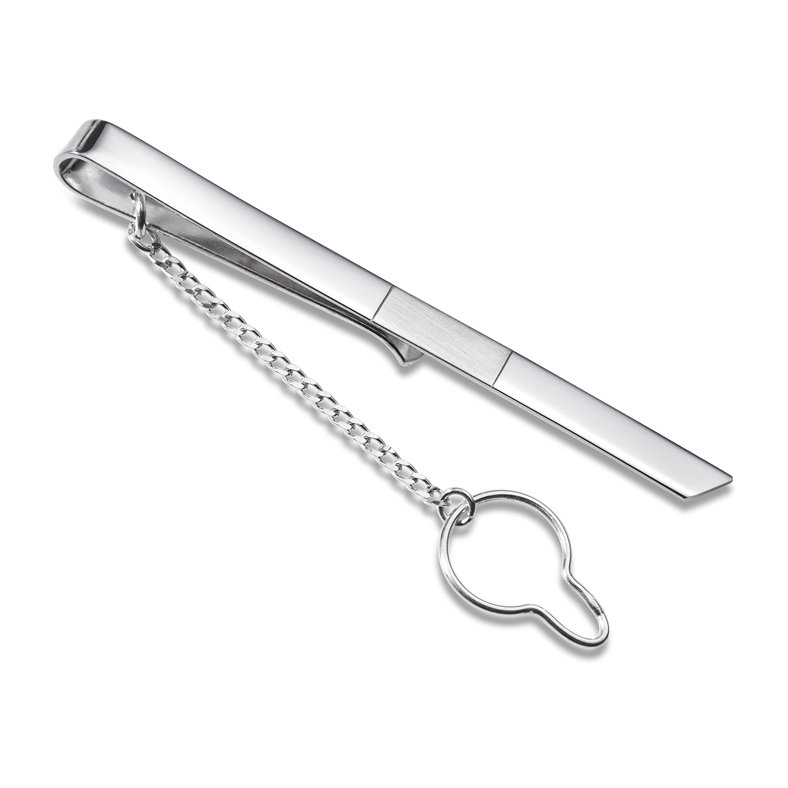 Herren Krawattennadel Aus 925 Sterling Silber Mit Glänzendem Und Mattem Streifen