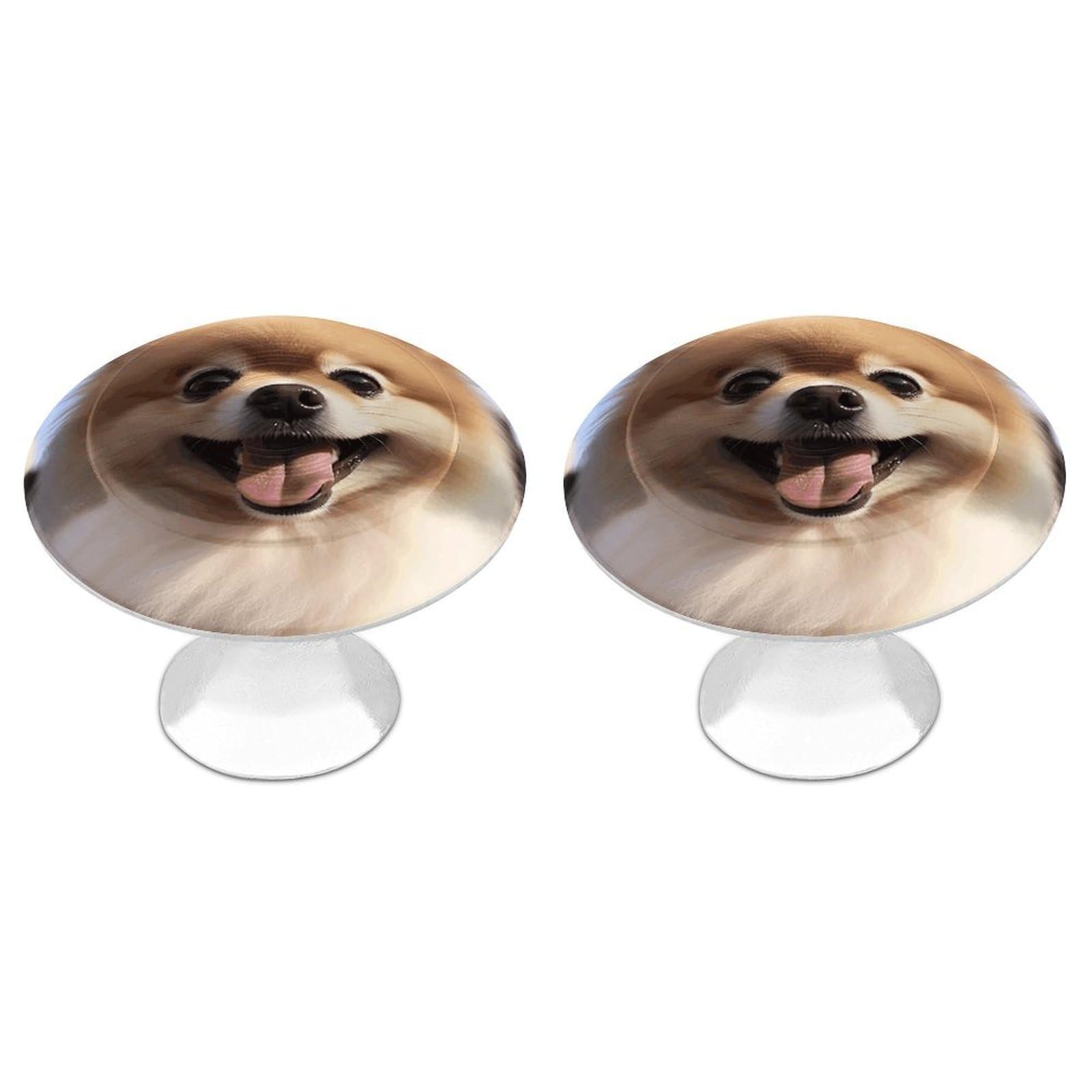 Vstadank Style Happy Pomeranian Drawer Pulls Sturdy Stainless Steel Door Handle Round Cabinet Knobs Fashion Dresser Drawer Knobs Door Pulls Exquisite Cabinet Handles Furniture Pull 2Pcs