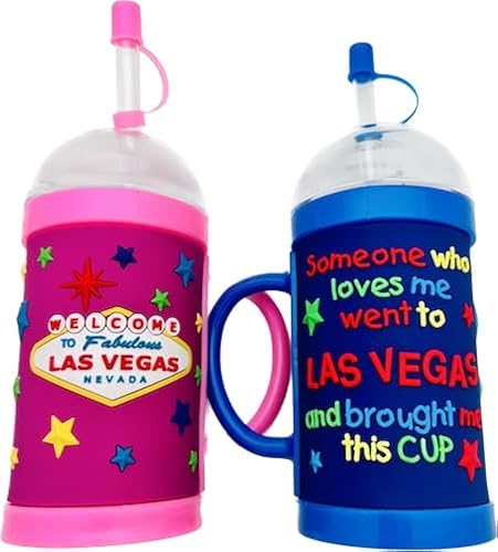 Las Vegas - Vaso para niños con tapa y pajita (azul)