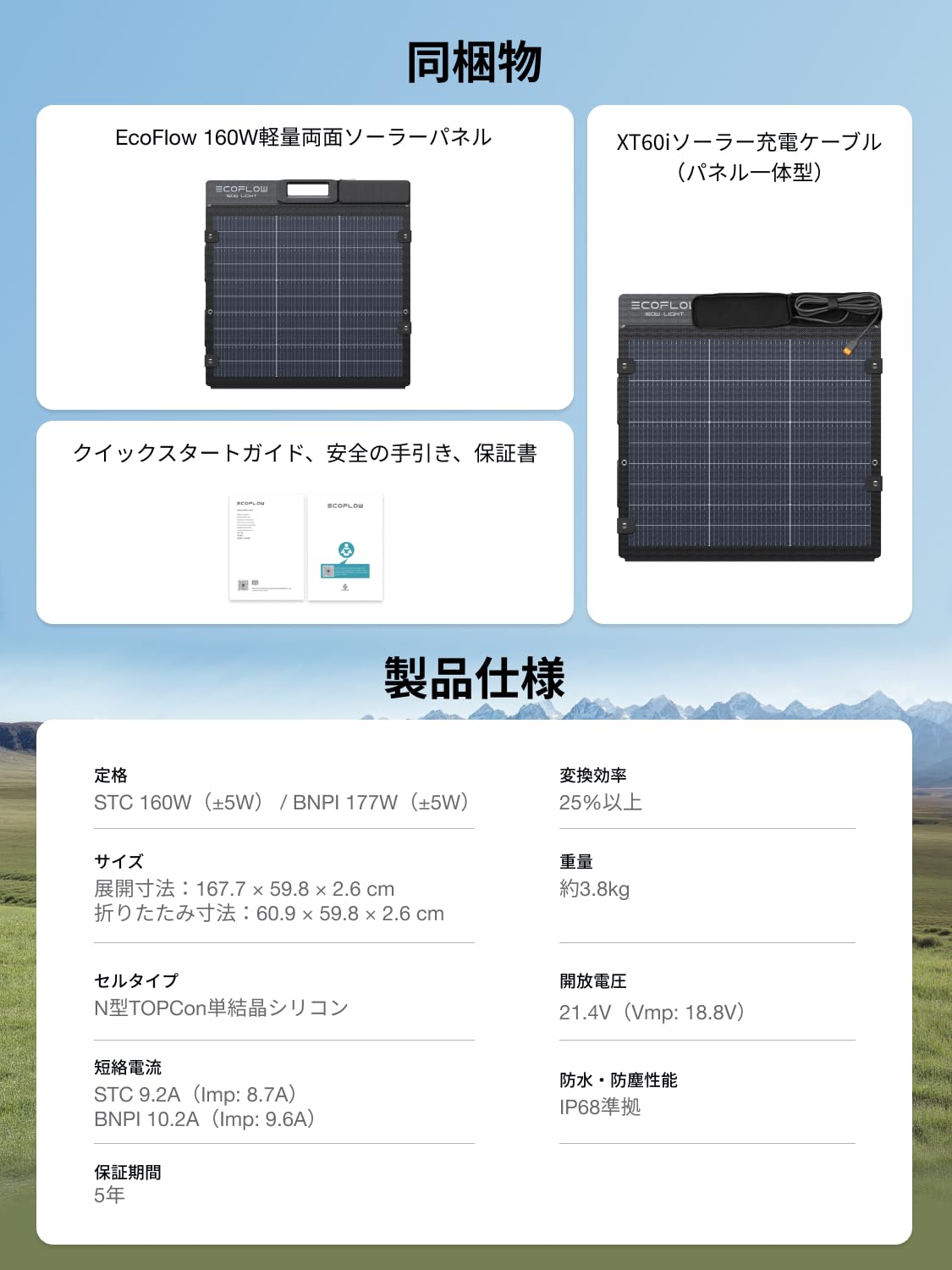 Amazon | EcoFlow 160W両面軽量 ソーラーパネル 【2025新型】ソーラー