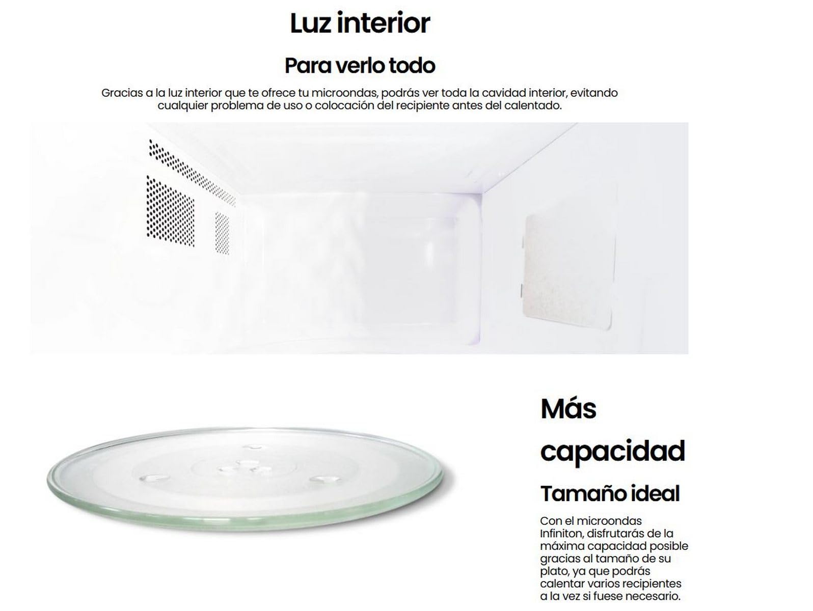 Microondas Infiniton MW-0115 – 20 L, 700 W, 5 niveles de potencia, Temporizador 35 min, Plato 25,5 cm, Blanco