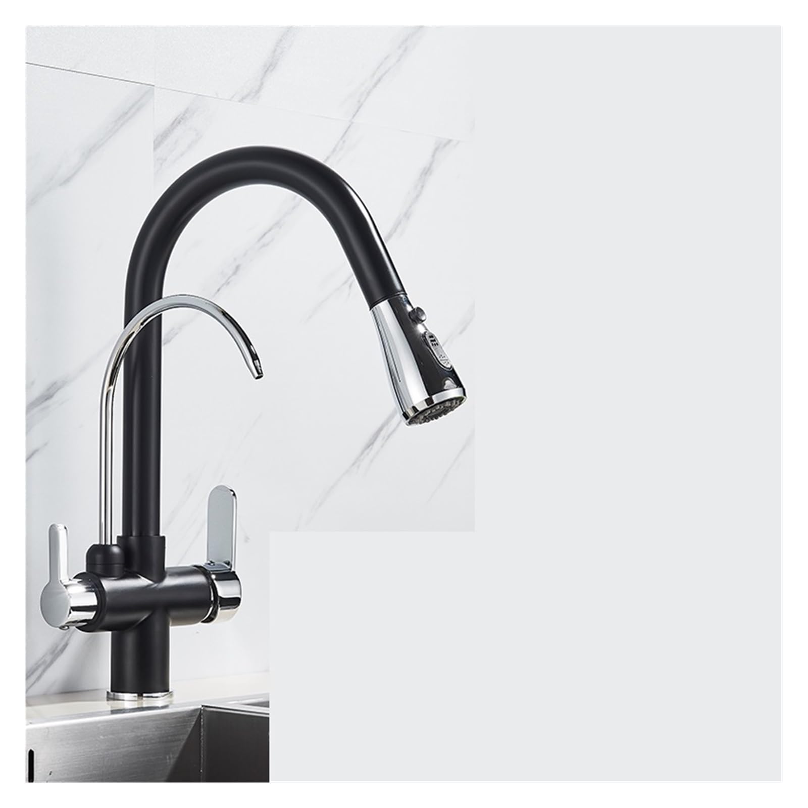 Robinet de cuisine eau pure noir mat anti trace eau potable saine