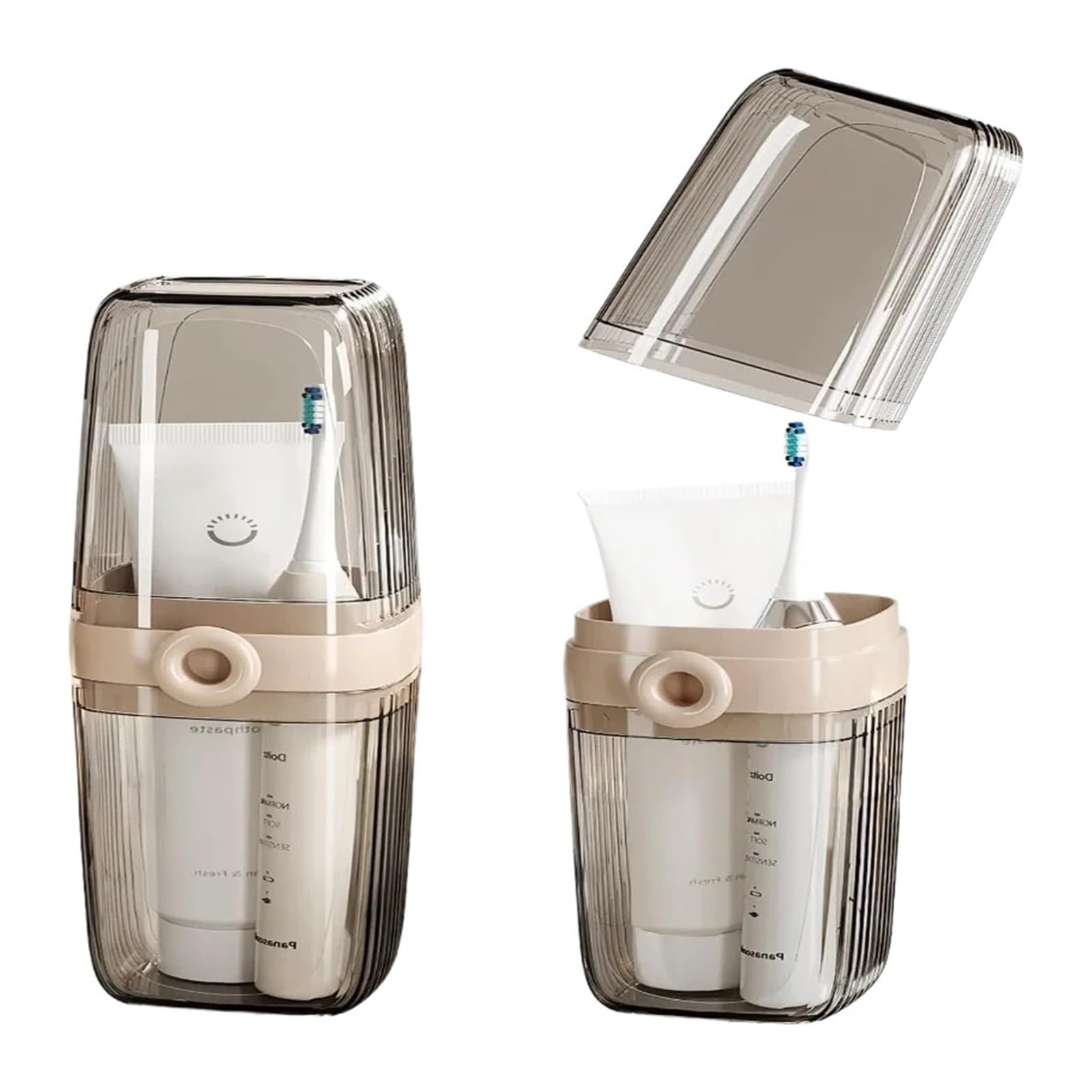 Porta Dientes Portátil, Estuche De Viaje for Cepillo, Soporte 2 En 1 Y Vaso Enjuague, con Tapa