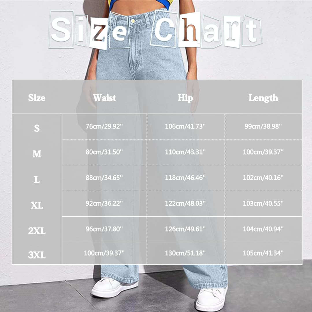Wide Leg Jeans da donna a vita alta, elasticizzati, Baggy Straight Boyfriend, jeans vintage, a gamba larga, per il tempo libero, Y2K, Denim Palazzo, con tasche, jeans da donna