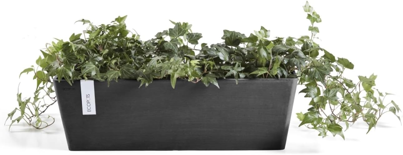 Ecopots Bruges Durable Modern Rectangular Indoor/Outdoor Recycled-Based Composite Flower Pot Planter, Dark Grey, 21.5" Dark Grey 21.5"