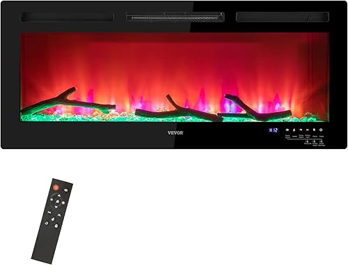 VEVOR Chimenea eléctrica chimenea empotrada y montada en la pared de 42 pulgadas apta para pernos de 2 x 4 y 2 x 6 colores de llama ajustables y