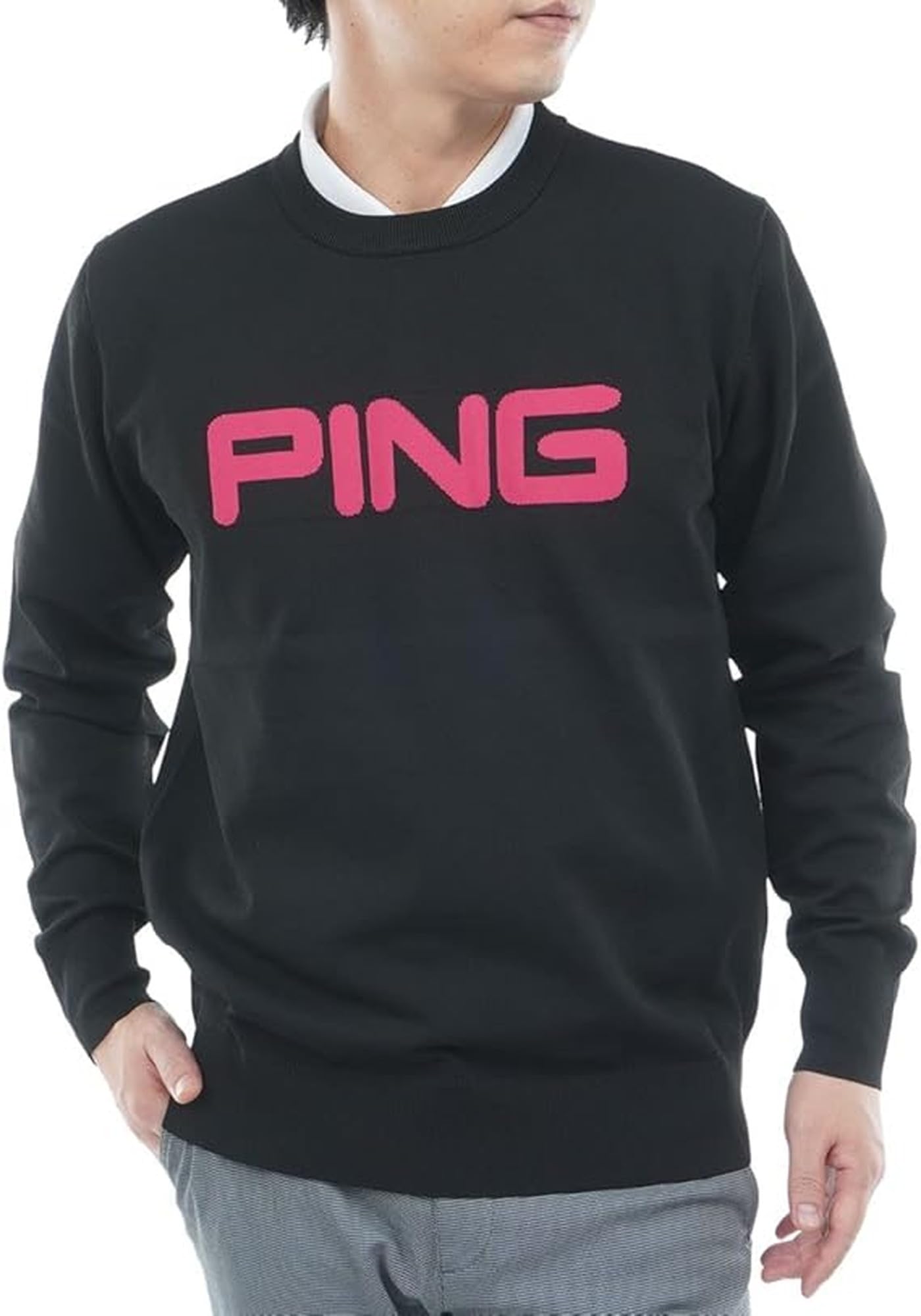 Amazon | [ピン アパレル] メンズ クルーネックニット (ブランドロゴ