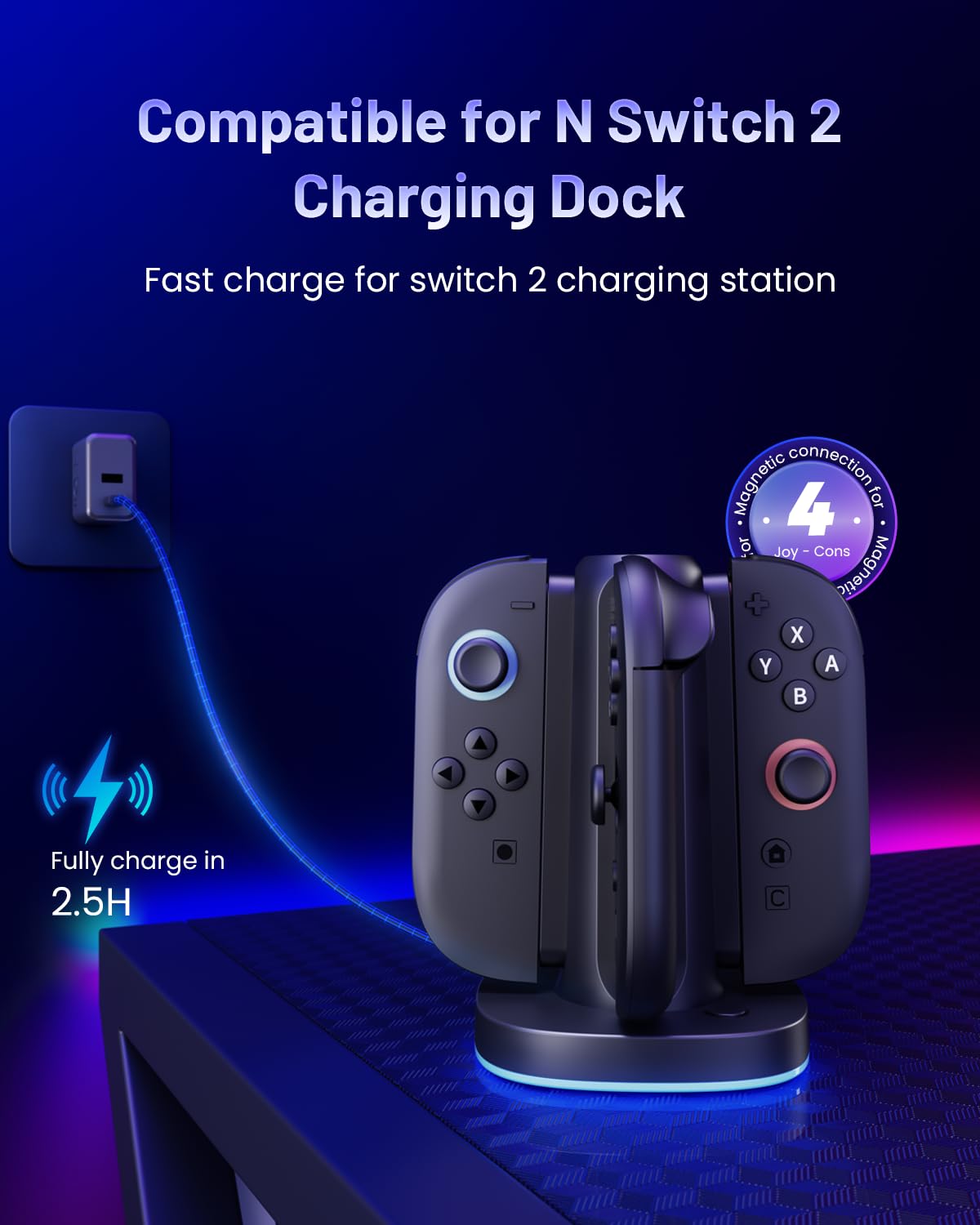 Chargeur Poignée Maecker pour Switch 2 Quai de Charge pour Switch 2 Station Joycon pour Switch 2 Accessoires 2025