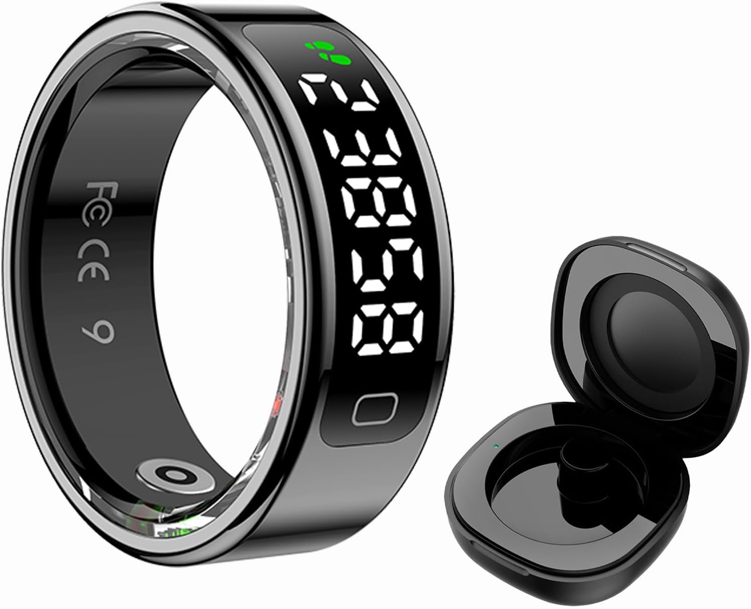 Smart Ring for Women Health Ring Fitness Tracker with Pedometer Heart Rate Monitor Screen Display Prayer Count for Android iOS