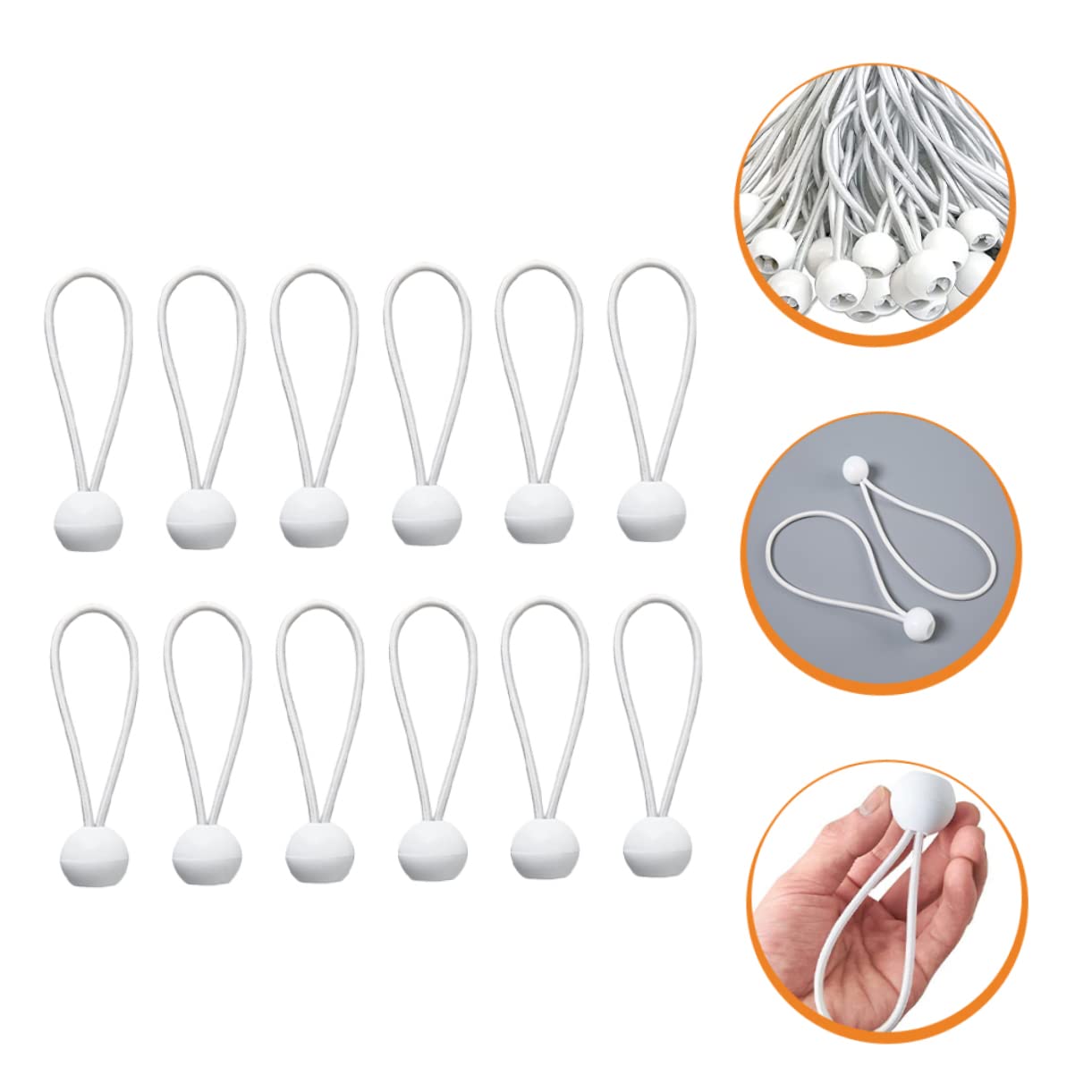 WOONEKY Corde Élastique Mini Cordons Élastiques Usage Intensif Extérieur Attaches De Tente Ajustable Cordon D'arrimage Robuste Belvédère Tente pour Trampoline Émulsion Blanche