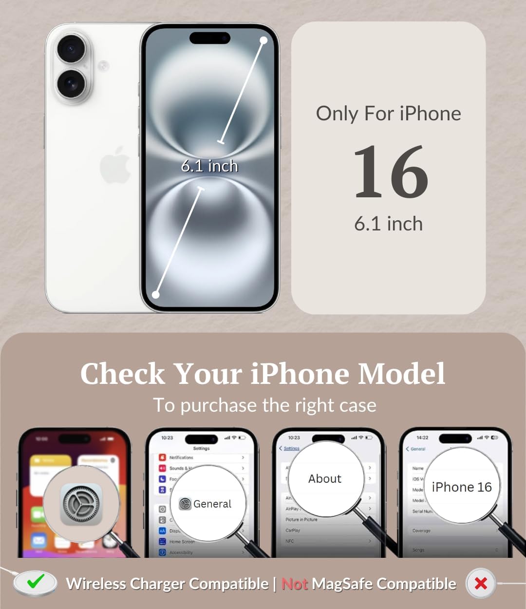 For iPhone 16 Wallet Case, Ultra Slim & Protective, Shockproof, Credit Card Holder, Wireless Charging Compatible, Premium Vegan Leather, Folio Cover (6.1"), With Wristlet, Golden Dusk (Black & Gold)