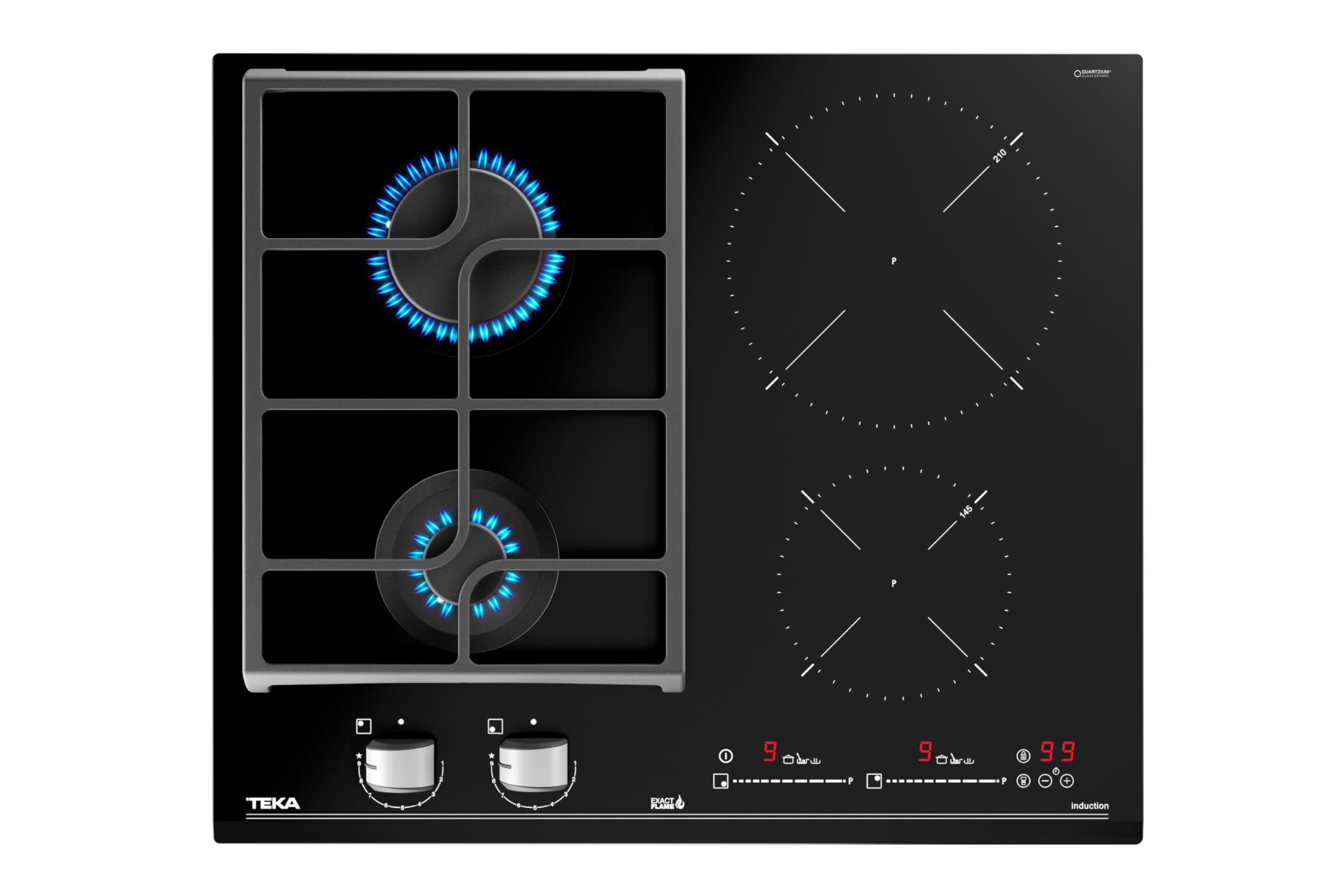 JZC 64322 AB - Piastra mista a 4 zone, 7300 W, colore: nero