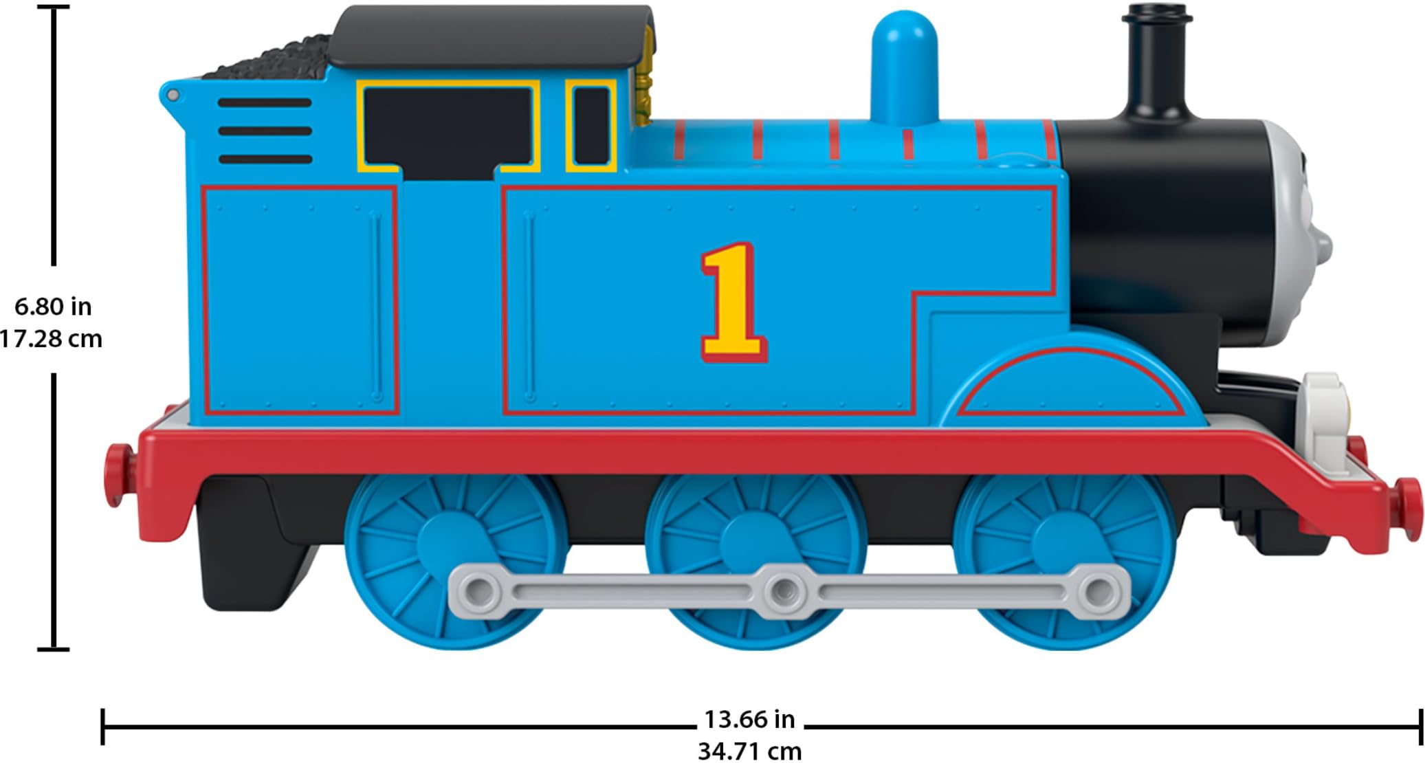 Thomas & Seine Freunde Spielzeugzug von Fisher-Price, riesiger pfeifender Thomas, große Lok, den Dampfdom drücken, damit der Zug pfeift, Gepäckfach, JRW12