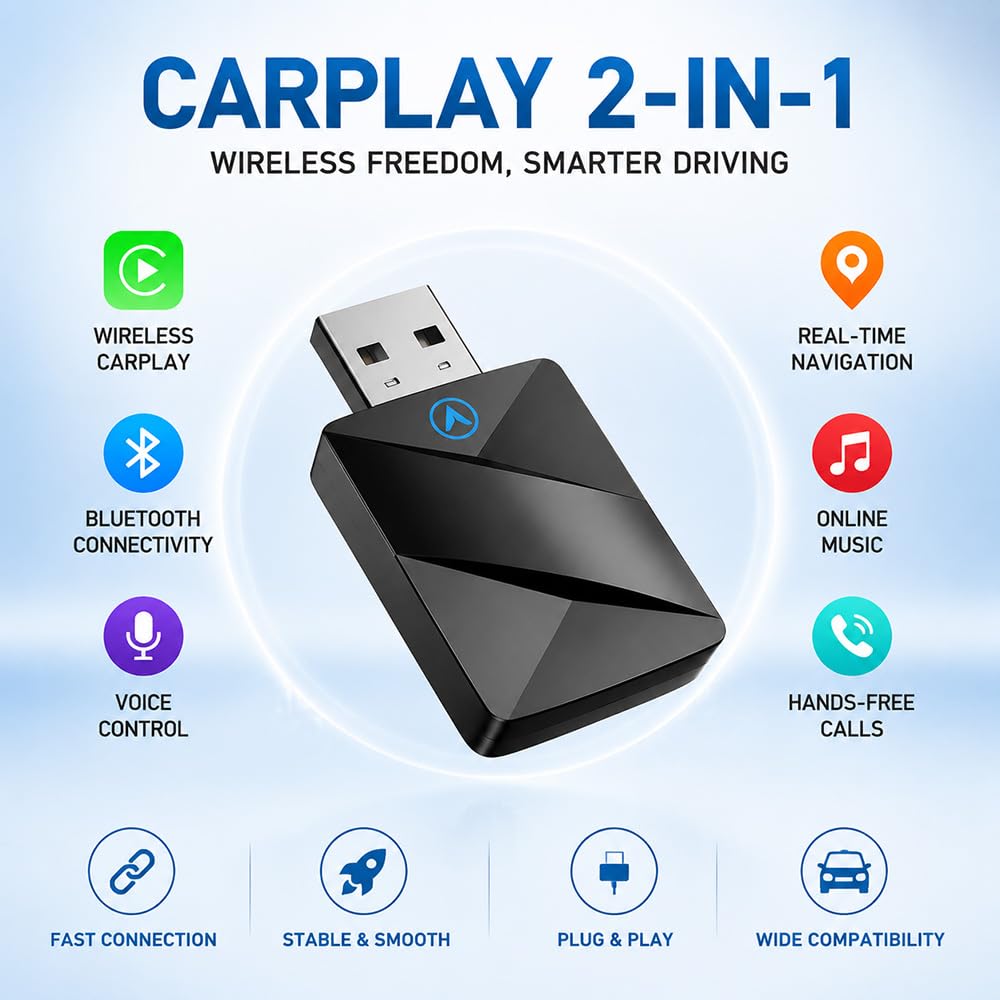 Carplay sans Fil pour Toyota CHR 2019-2024, Compatible avec Carplay Et Android Auto Et Offrant Une Connectivité Stable
