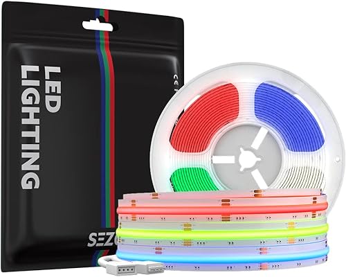 SEZO FCOB RGBW Tira LED RGBNW COB RGB+Blanco Natural 4000K 9.8FT DC24V Tiras de luz que cambian de color 896LEDsm 0.472 in Ancho Flexible Alta