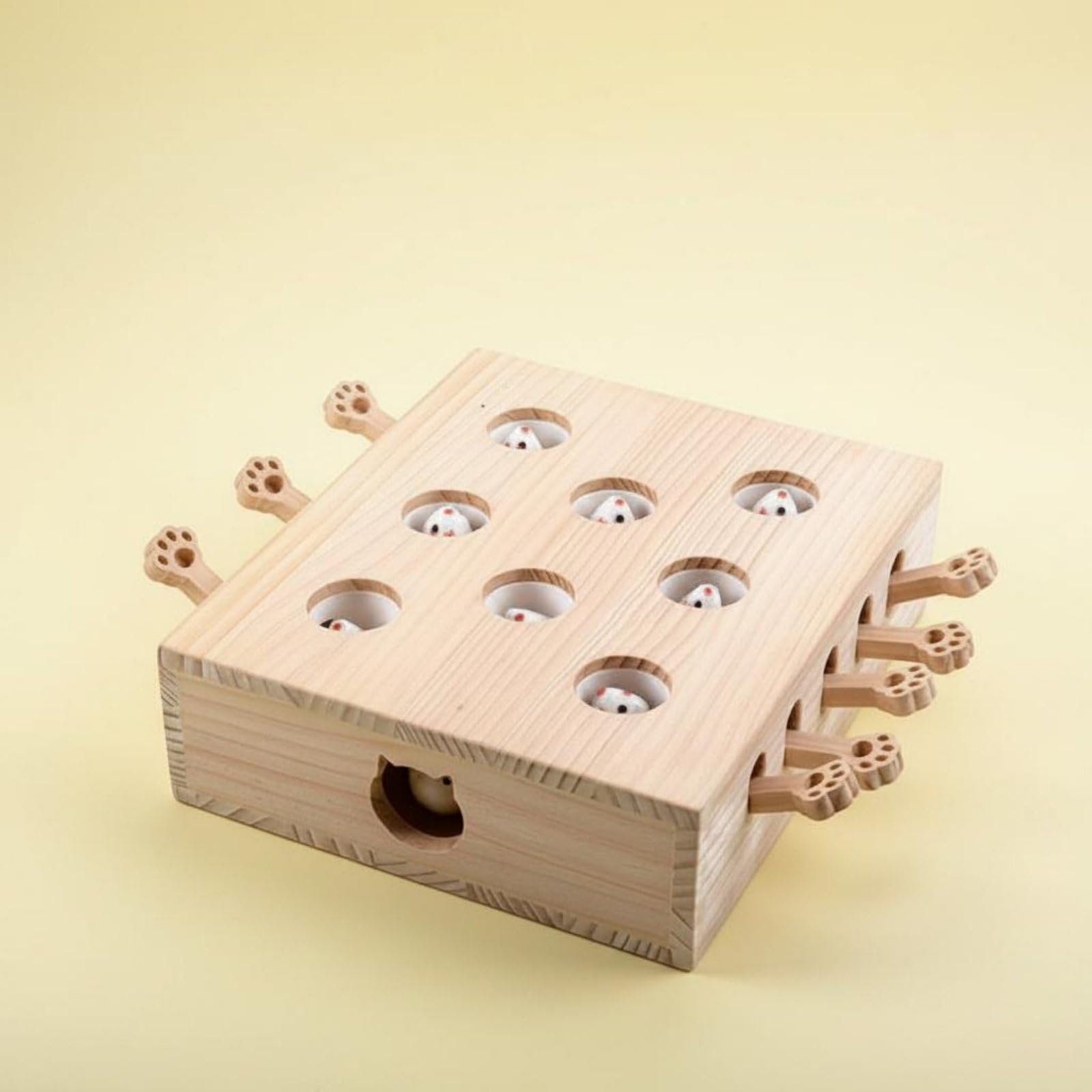 kowaku Juego Interactivo para Gatos Juguete Tablero Laberinto Rompecabezas Enriquecimiento Madera de Pino Fomenta Zarpazos con Aberturas Variadas Adecuado, Estilo Ratón
