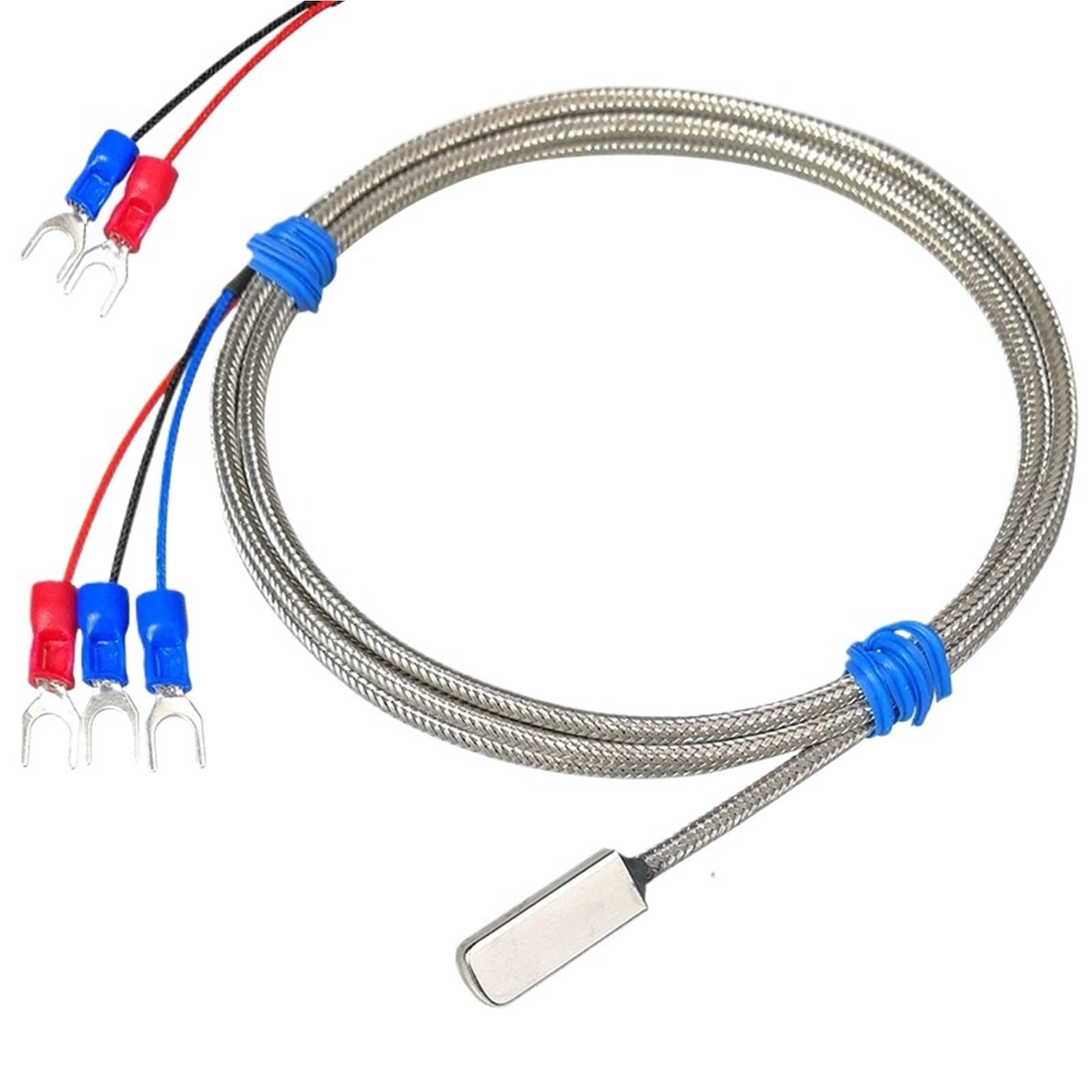 Sensor PT100 de acero inoxidable con cable blindado de 1 metro y tres hilos 6