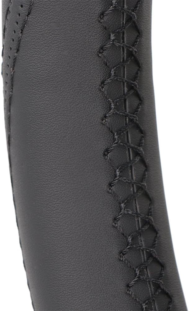 19.6 Inch Artificial Leather Car Steering Wheel Cover with Needles and Thread DIY Hand Sewing Anti-Slip Auto Steering Cover for Volvo Mercedes Actros Etc Black