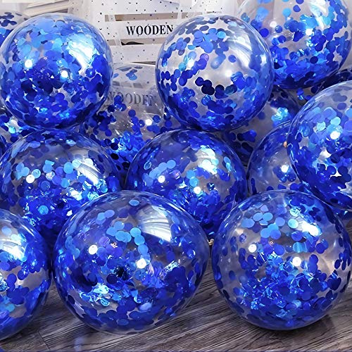 Image of Blue Confetti Balloons, 25 Pcs Thickened 12 Inch Clear Latex Balloon with Confetti Inside for Graduation Decorations Engagement Bridal Shower Party Baby Shower Birthday Party Decoration Supplies