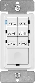 Enerlites HET06-W Countdown Timer Switch, Fan Switch Timer, Timer Switch for Lights, Bathroom Timer Switch, Wall Switch Timer, 5 min–4 hrs