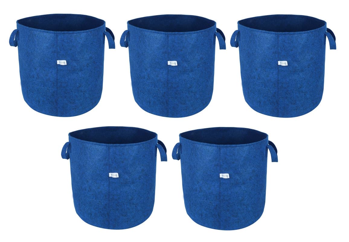 UTKARSH 400 GSM Geo Textile Fabric Plant Grow Bag for Terrace Garden|Create Green Space with Grow Bags for Vegetables, Flowers & Herbs/Indoor & Outdoor Gardening| Blue- 12 X 12 Inch (Pack of 5)