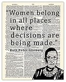 Ruth Bader Ginsburg Women Belong in All Places… Motivational Poster Print - 8x10 Unframed...