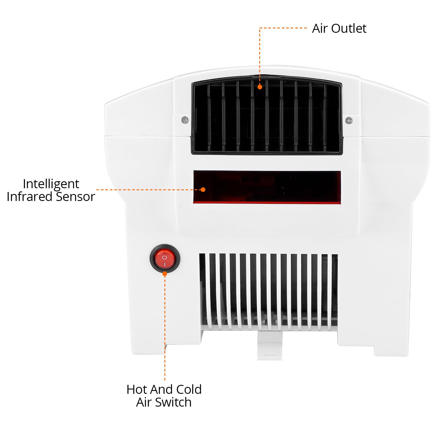 QWORK® Secador de Manos eléctrico automático, secador de Manos para Montaje en Pared, 1800W, Aire frío y Caliente Regulable, Blanco